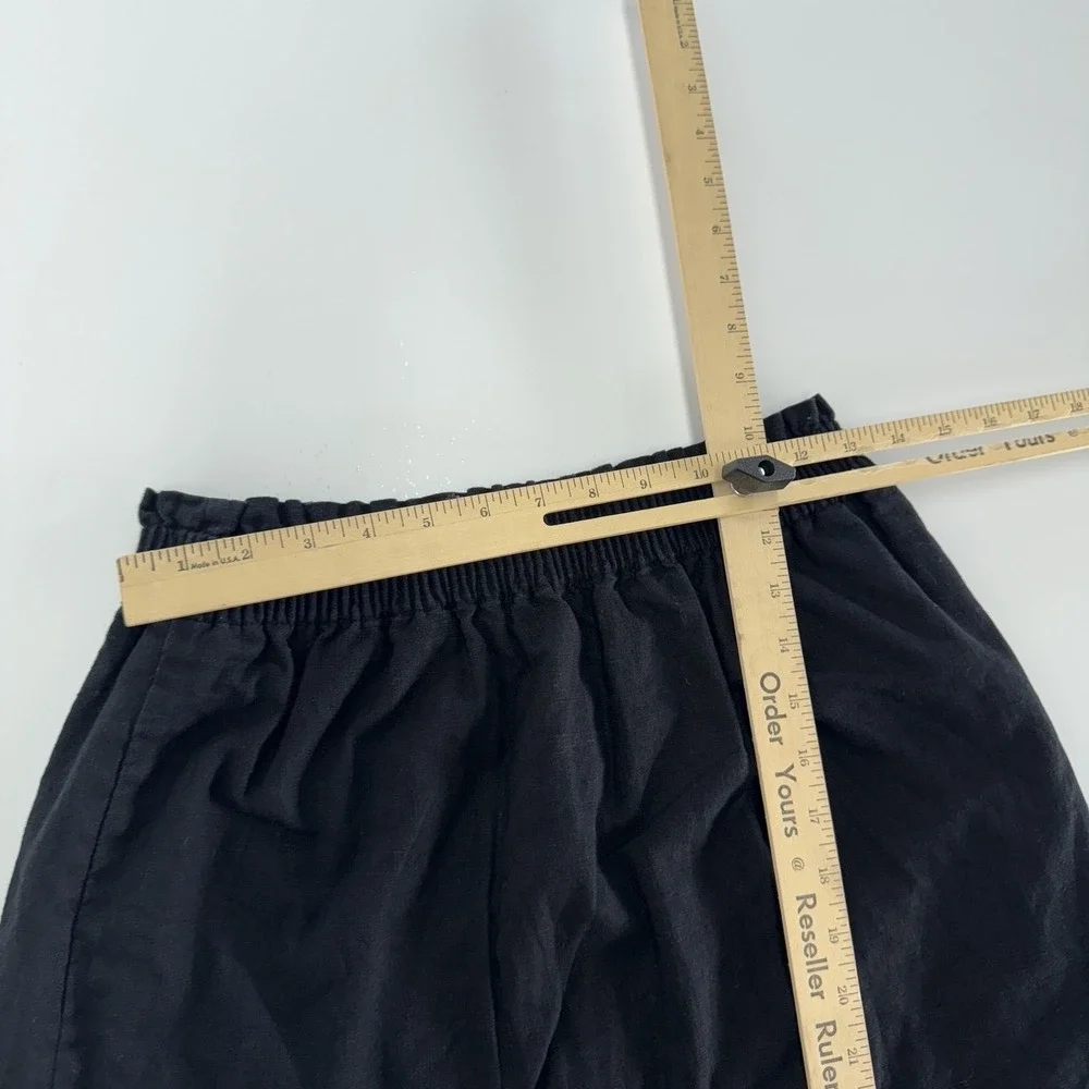 J. Crew Skirt Women 6 Black Scalloped‎ Hem Mini Linen Cotton Pull On H5397